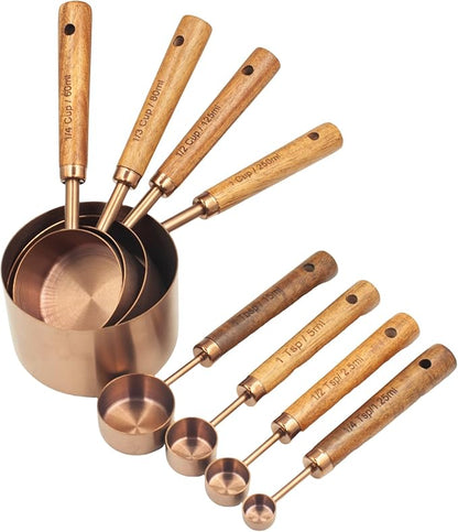 Measuring Cups and Spoons Set of 8, Stainless Steel Measuring Cup by Muchtolove