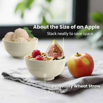 Beige Wheat Straw Bowls, 10 OZ Snack Bowl Set of 8, Unbreakable Ice Cream Bowl - Image 3