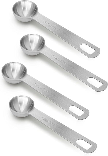 4 PCS 1 Teaspoon Stainless Steel Single Measuring Spoon by AUOIKKHOMEGARDEN