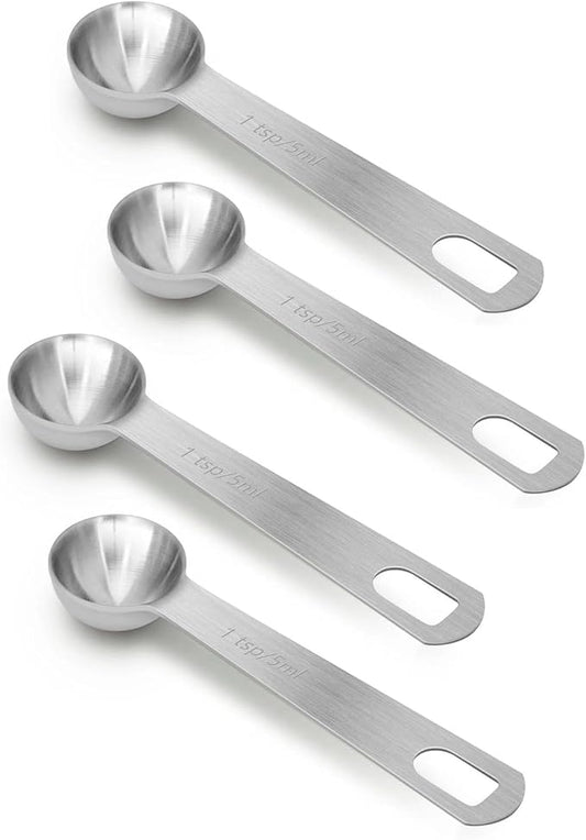 4 PCS 1 Teaspoon Stainless Steel Single Measuring Spoon by AUOIKKHOMEGARDEN
