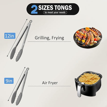 Tongs for Cooking, 600ºF High Heat-Resistant Stainless Steel Kitchen Tongs - Image 7