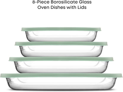 JoyJolt 8-Piece Borosilicate Glass Oven Dishes - Image 2