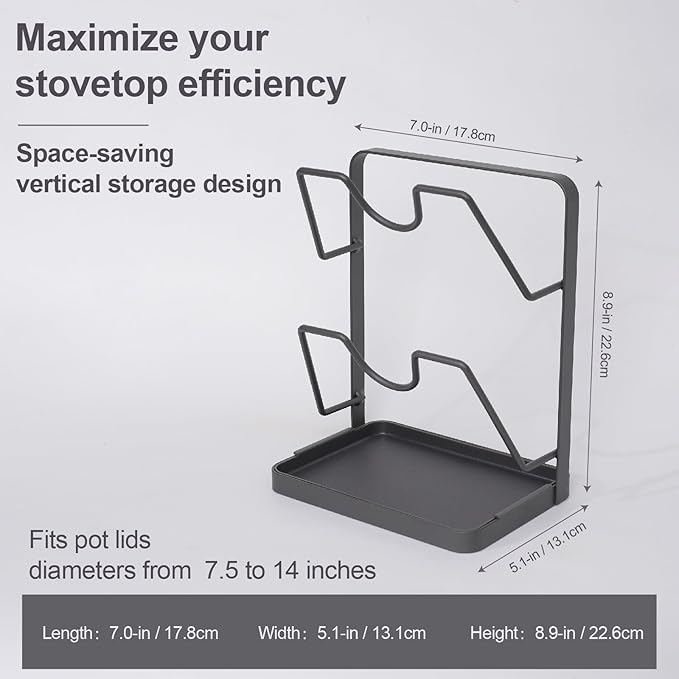 Space-Saving Carbon Steel Pot Lid Holder While Cooking, Double-Layer Kitchen - Image 6