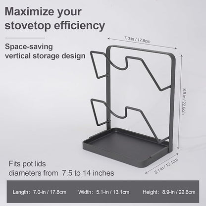 Space-Saving Carbon Steel Pot Lid Holder While Cooking, Double-Layer Kitchen - Image 6