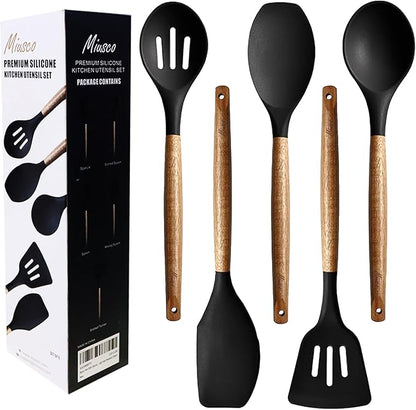 Kitchen Utensils Set, Silicone Cooking Utensils Set, Non-Stick Silicone Spatula by Miusco
