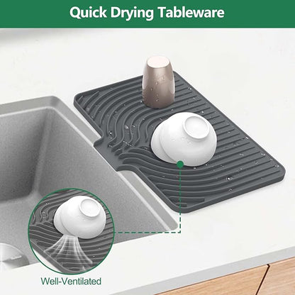 GUUKIN Dish Drying Mat, 14.7"x10.2" Drying Matt Kitchen Counter, Non-Slip - Image 3
