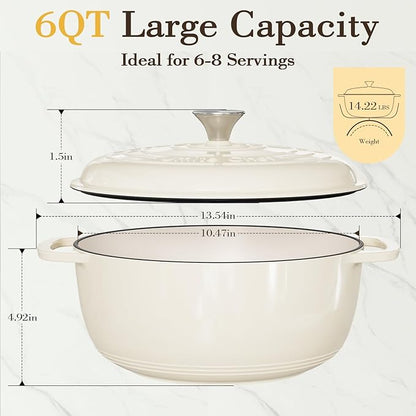 Umite Chef 6QT Enameled Cast Iron Dutch Oven - Image 3