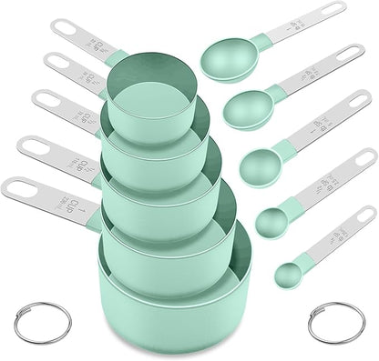 Measuring Cups and Spoons Set, 10 Pieces Nesting Measure Cups and Spoons by FONYA