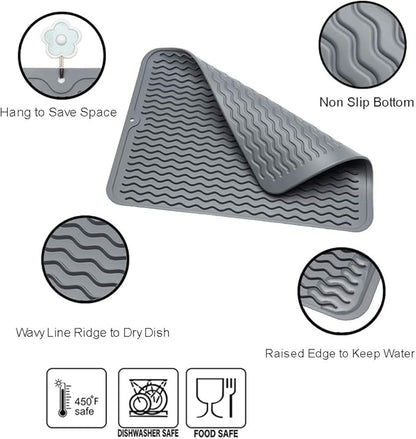 ZLR 2 Pcs Silicone Dish Drying Mat & Heat Resistant Trivet - Image 3