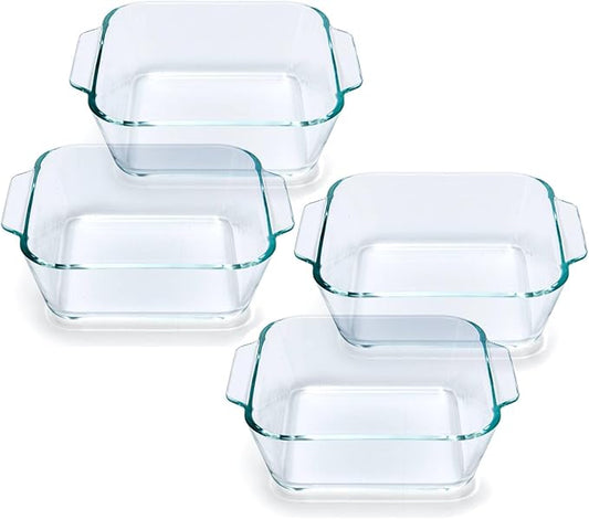 Small Casserole Dishes 4 Pack, 5 Inch Glass Square Baking Dish Individual by Yomvzake