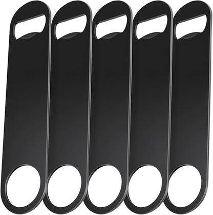 WEGAZ-5 Pack 7inch Black Stainless Steel Flat Beer Bottle Opener, Stainless by WEGAZ