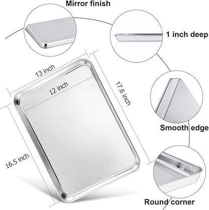 TeamFar Baking Sheet, 17.6’’ x 13’’ x 1’’ Stainless Steel Large Cookie Sheet - Image 2