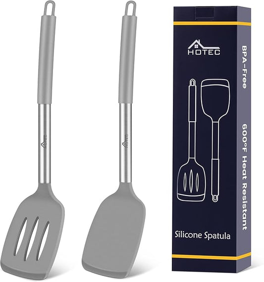 HOTEC Silicone Spatula Set of 2 Heat-Resistant 600°F & BPA-Free Kitchen by Hotec