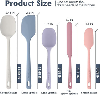 ChefAide 5 Pieces Silicone Spatula Set, Food Grade Rubber Spatula, Upgrade - Image 2