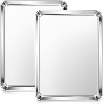 E-far Baking Sheets Set of 2, 16” x12” Stainless Steel Cookie Sheets Pans by E-far