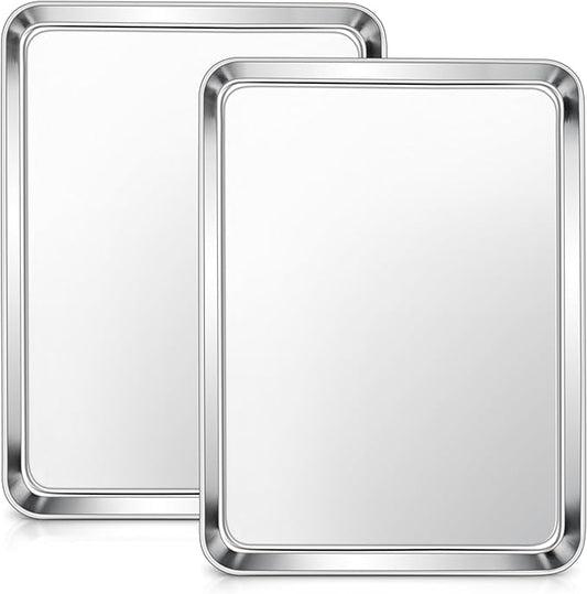 E-far Baking Sheets Set of 2, 16” x12” Stainless Steel Cookie Sheets Pans by E-far