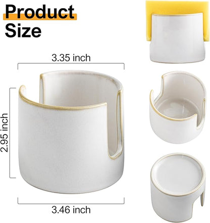 Zoeeker Sponge Holder for Kitchen Sink, Ceramic Dish Sponge Drying Caddy - Image 3