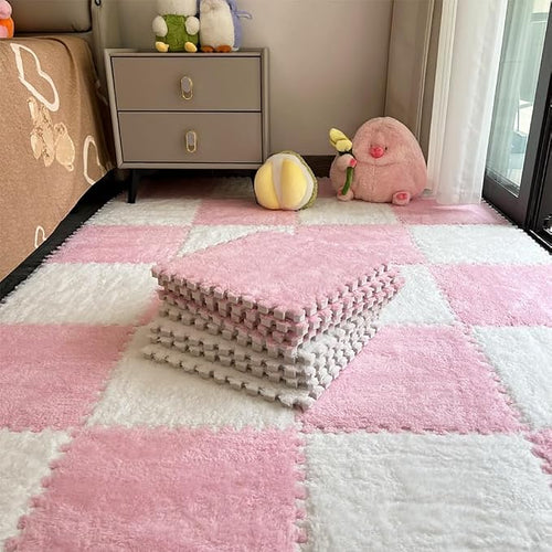 12pcs Carpet Squares Puzzle Floor Mat, Plush Interlocking Carpet Tiles by Unknown