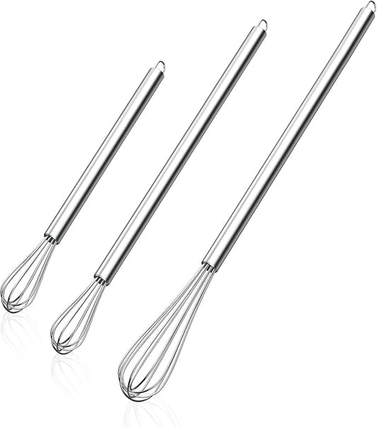 NileHome Mini Whisks Stainless Steel Whisk Set 7" 9" 11"Kitchen Small Wisk by NileHome