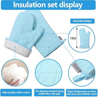 Oven Mitts and Pot Holders 4 pcs Set, High Heat Resistant 500 Degree Extra - Image 3