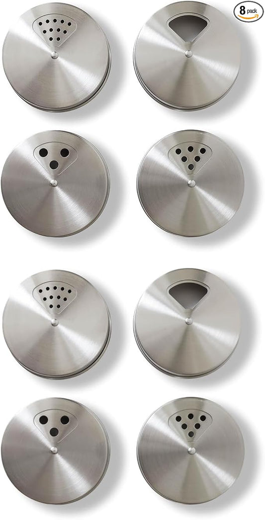 Mason Jar Spice Shaker Lids Stainless Steel – 8 Pack Adjustable Spice Lids by Unknown