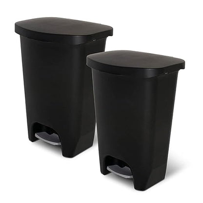 Glad 13 Gallon Trash Can, 2 Pack | Plastic Kitchen Waste Bin by GladTrashFoodStorage