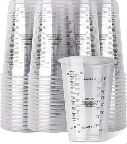 Clear Plastic Measuring Cups, 8oz Graduated Disposable and Reusable Mixing Cups by Mtgluk