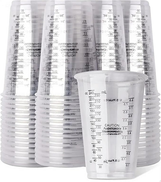 Clear Plastic Measuring Cups, 8oz Graduated Disposable and Reusable Mixing Cups by Mtgluk
