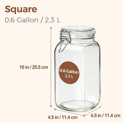 ComSaf 3-Pack 78oz Large Square Airtight Glass Jars - Image 2
