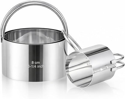 Biscuit Cutter Set with Handle, 3 Piece Stainless Steel Round Cookie Cutter Tool by Vosturdy