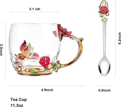OEAGO Gifts for Mom Women Mothers Day Valentines Day Gifts Glass Coffee Enamels - Image 2