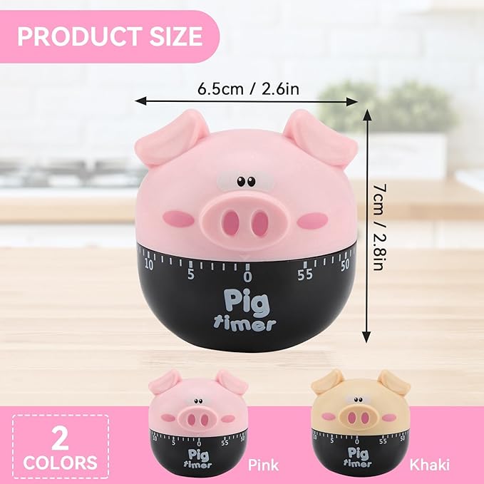 Cute Pig Kitchen Timer, 55 Minute Timer Mechanical Count Down Timer Clock - Image 2