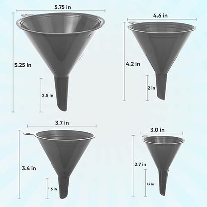 Funnel Gray in 4 Different Sizes Durable & Non-Toxic Food Grade Plastic -Funnels - Image 2