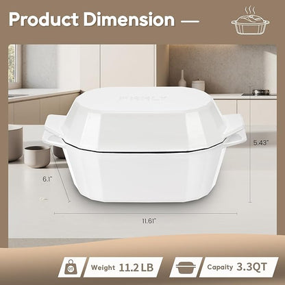 Enameled Cast Iron Dutch Oven for Bread Baking – 3QT Oval Round Heavy Duty - Image 2