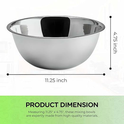 OCS Parts 5 Quart Mixing Bowls | Set of 2 | 11.25-Inch Stainless Steel - Image 2