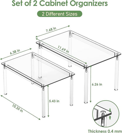 Delamu Clear Kitchen Cabinet Organizer, Stackable Cabinet Shelf - Image 3