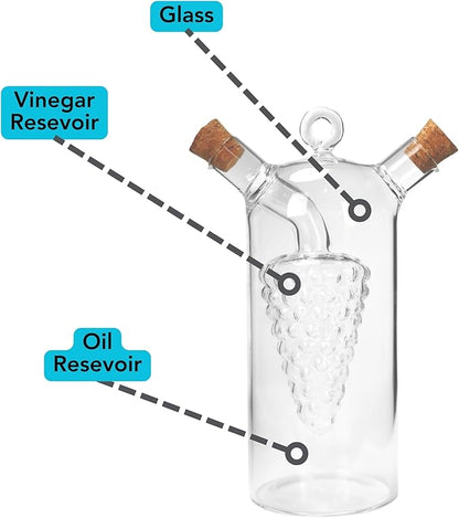 Iconikal 2-in-1 Glass Oil & Vinegar Salad Dressing Cruet Bottle Pourer - Image 4