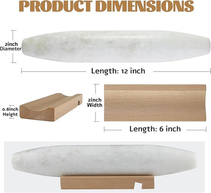 Koville African Natural Marble French Rolling Pin, 12inch Non-Stick Rolling Pin - Image 3