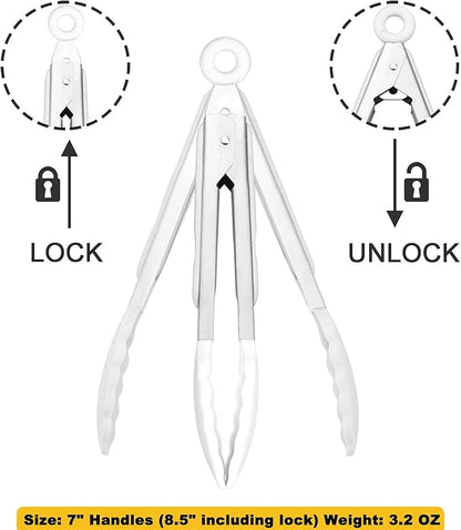 HINMAY Mini Tongs with Silicone Tips 7-Inch Serving Tongs - Image 3