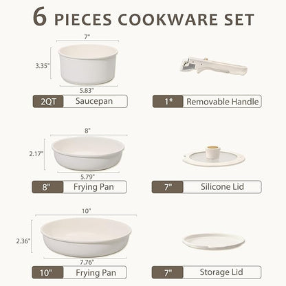 CAROTE 6pcs Pots and Pans Set Non Stick, Cookware Sets, Kitchen Set, - Image 2