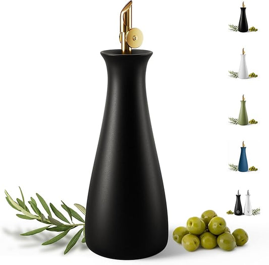HB Design Co. Ceramic Olive Oil Dispenser - 530 ML Capacity Matte White Ceramic by HBDesignCo