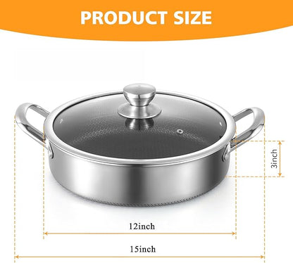 Toutrop Stainless Steel Saute Pan 12 inch Deep Frying Pan, 5 Quarts Nonstick - Image 7