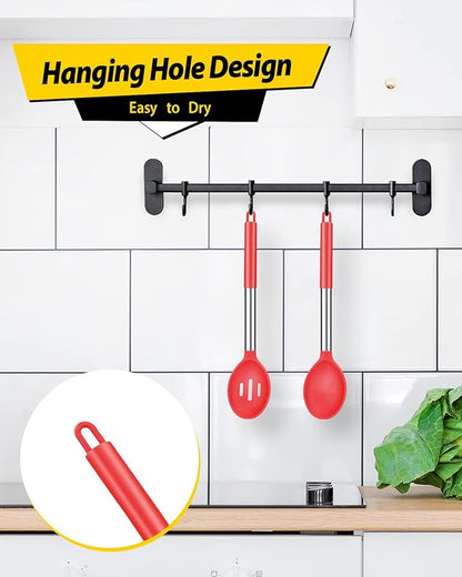 Pack of 2 Large Silicone Cooking Spoons, Non Stick Solid Basting Spoon - Image 5