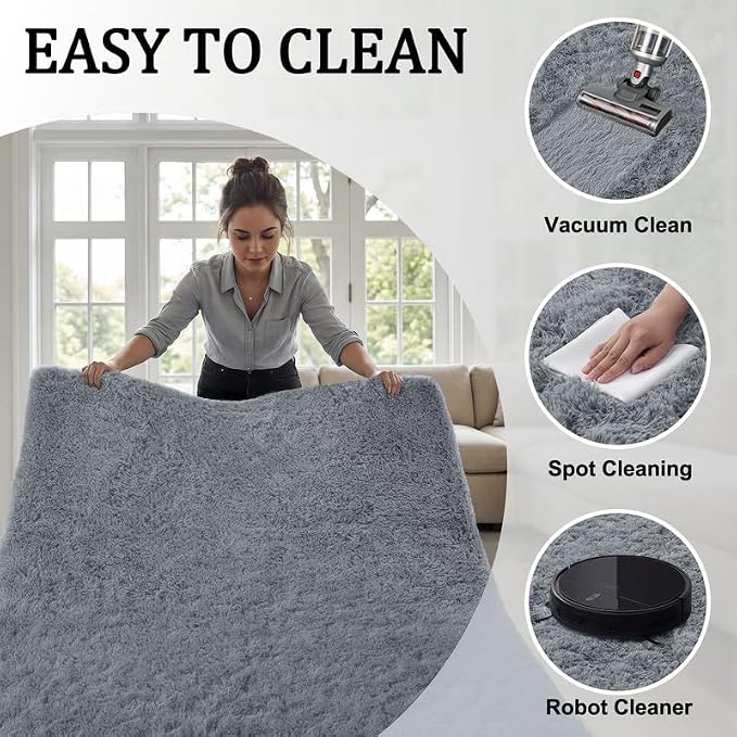 Area Rug for Living Room Bedroom: 4x6 Soft Fluffy Shag Rugs Upgrade Non-Slip - Image 7