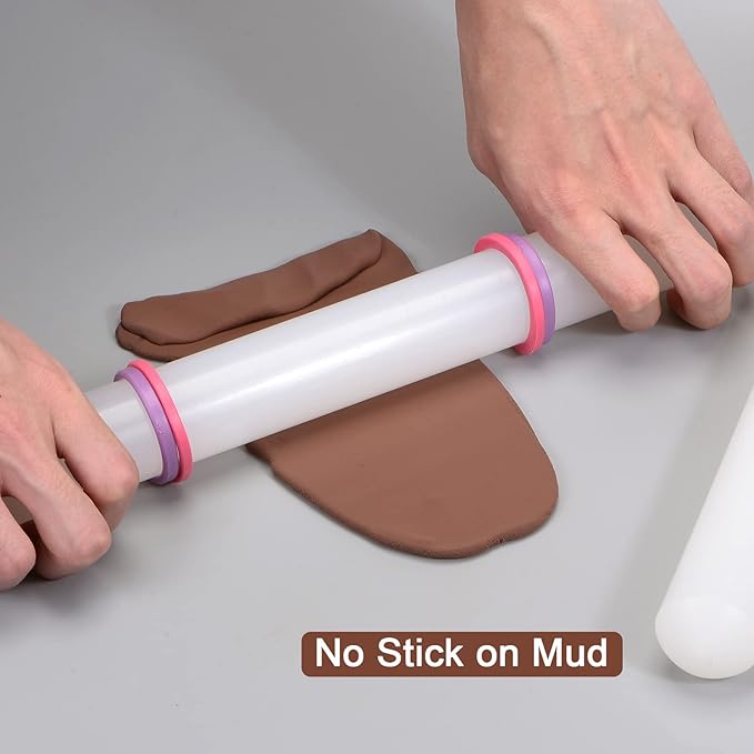 HARFINGTON Fondant Rolling Pin 12 Inch x 1.38 Inch PP Plastic Non-Stick Fondant - Image 5