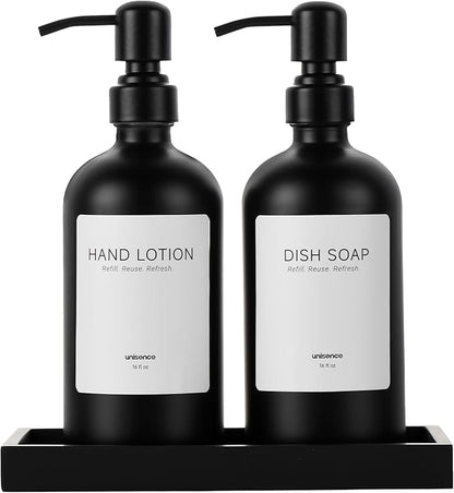 2 Packs Glass Soap Dispenser Set by unisence