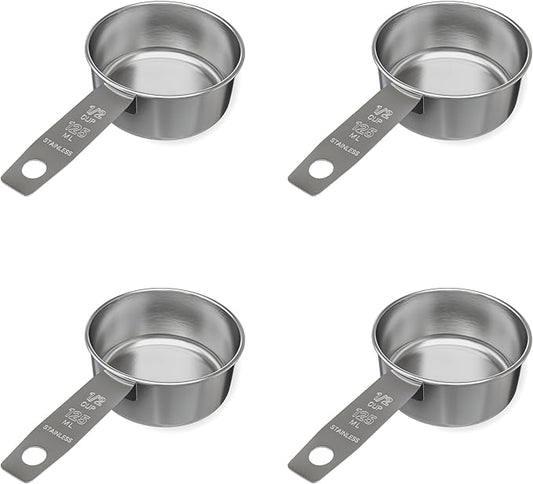 1/2 Cup Stainless Steel Measuring Cup | Sturdy Metal 125 ml | 125 cc | 4 oz | by Knupp+Co.