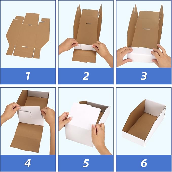 ZBEIVAN Cardboard Storage Bins Boxes 30 Packs, Easy Assembly Pantry Organizer - Image 6