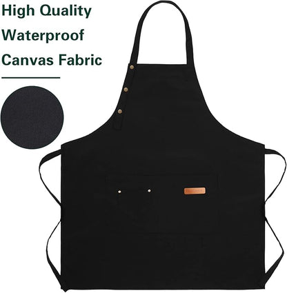 Apron for Men Women with Adjustable Straps and Large Pockets, Canvas Cotton - Image 4