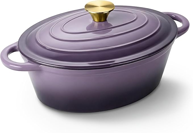 Oval Dutch Oven for Bread Baking, 4.5 Quart Non Stick Enameled Cast Iron Dutch by Kerilyn